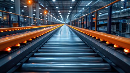 Modern Factory Efficiency: Industrial Conveyor Belt System Streamlining Goods Transportation