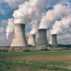 Cooling Towers Emitting Steam