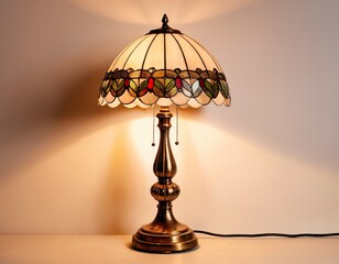 elegant vintage table lamp with glowing light