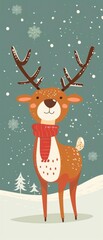 Fototapeta premium Christmas Reindeer flat design front view north pole journey theme animation Analogous Color Scheme