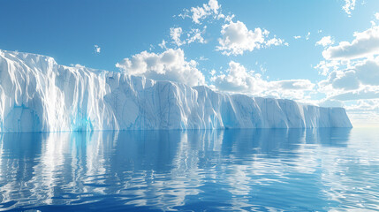 Winter natural background with fragments of blue ice and heaps of pieces of ice floes on Lake Baikal on a sunny frosty day. Abstract cold background, mock up. Harsh lifeless environment