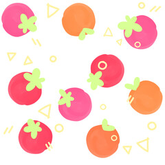 pastel seamless pattern with fruits, doodle hand drawn
