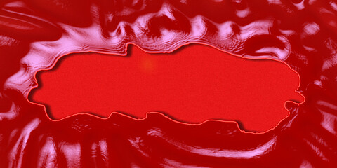 Glowing 3d abstract background, dark red wave pattern with noise textured copy space.