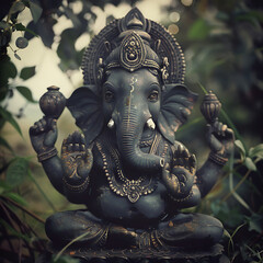 Obraz premium Ganesh wall art, The god of abundance is revered by the people, resulting in wealth and happiness