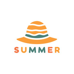 Summer logo, hat and inscription summer. vector, design template for logo, icons.