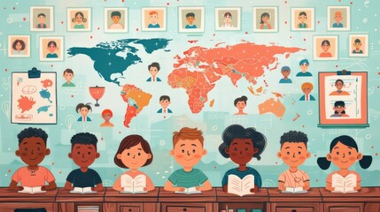 Diverse student body exploring the world through education and global awareness