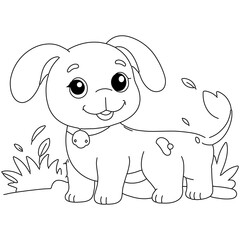 Hand drawn cute dog coloring page or lineart