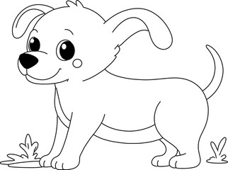 Hand drawn cute dog coloring page or lineart