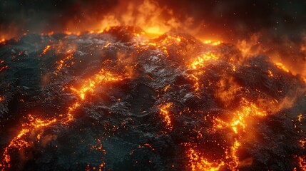 Fototapeta premium Earth with its landmasses turning into a boiling lava soup