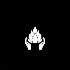 Lotus hand icon isolated on dark background
