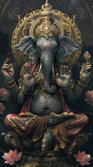 Fototapeta premium Ganesh wall art, The god of abundance is revered by the people, resulting in wealth and happiness