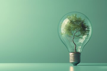 A tree is inside a light bulb