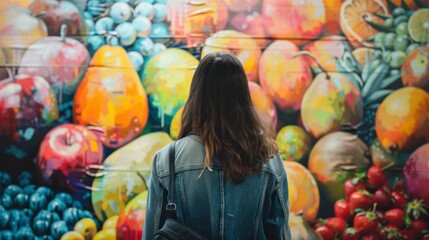 A person browsing through a fruit photography studio