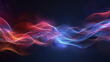 Fototapeta premium Visualize a flowing, glowing, intertwining wave of red and blue energy. Make it dynamic, vibrant, and full of life.