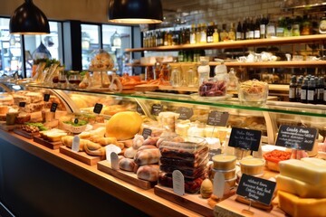 Fototapeta premium food counter in the store, interior