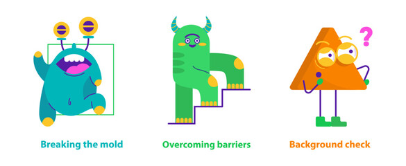 Fototapeta premium monster helpers. Flat Vector Illustration