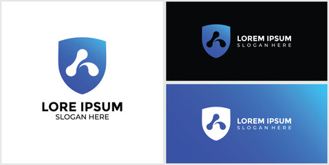 Blue shield in abstract style