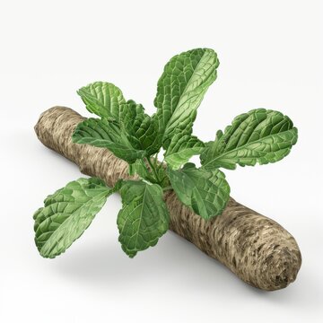 3D model of a Marshmallow Root Althaea officinalis plant growing on a stick