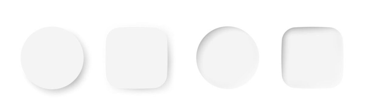 Neumorphism buttons design. Elements over transparent background
