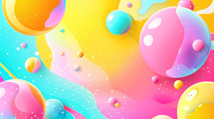 Fototapeta premium A colorful background with many small, colorful spheres. The spheres are scattered throughout the image, with some closer to the foreground and others further back. Scene is vibrant and playful