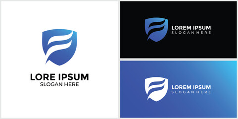 Blue shield in abstract style