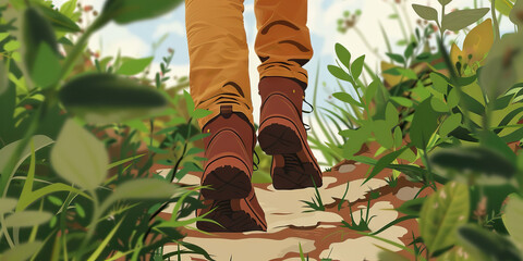 Chocolate Brown: A hiker finds solace in nature, their footsteps guiding them to new horizons.