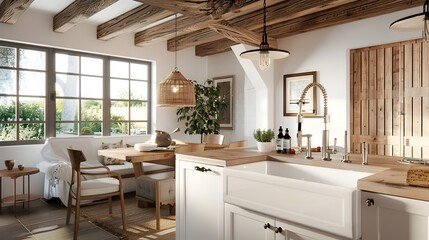 FarmhouseInspired Kitchen with Vintage and Contemporary Furnishings A Modern Farmhouse