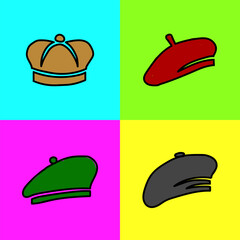 Simple Flat Beret Icon Set