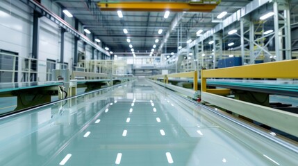 Fototapeta premium Glass Factory produces a variety of transparent glass thicknesses.