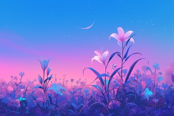 Fototapeta premium Peaceful floral design merging lofi and nature