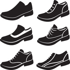 set of shoes silhouette illustration on white background