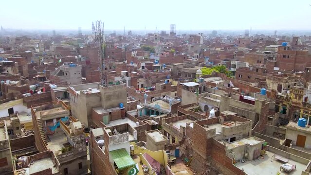 Aerial view of walled city Lahore. 