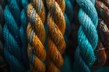 Close-Up of Intertwined Ropes Symbolizing Support and Resilience