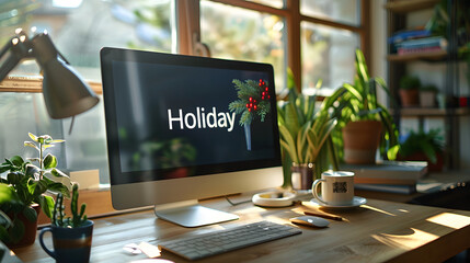 Monitor with Holiday background, concept for vacation