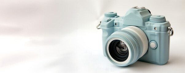 3D Rendering Modern Retro Camera on White background or Beige background, Photography concept of a camera symbol, Technology, snapshot, vector, 3D Illustration