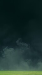 Fototapeta premium Smoke, green background, dark ground light smell toxic black bad fog stadium smelly fog. Background green grass smoke cloud fart football night stadium dust poison floating sports transparent dirty，