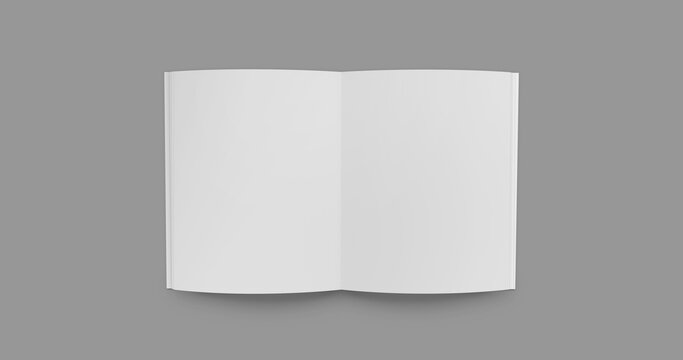 White Vertical Stapled Book. 3D Illustration. Top view.