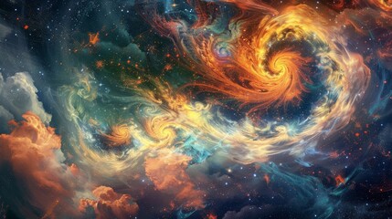 Abstract celestial phenomenon with swirling vortexes background