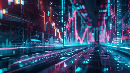 Obraz premium AI-Powered Stock Market Trend Analysis with Holographic Display