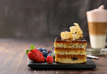 mini cakes with cream and berries festive dessert