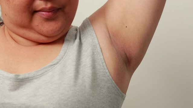 skin underarm Armpit - Fat Womans human anatomy and Body Parts. closeup human body isolated on white background studio
