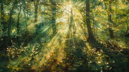 Obraz premium Abstract sunlight in a forest glade background