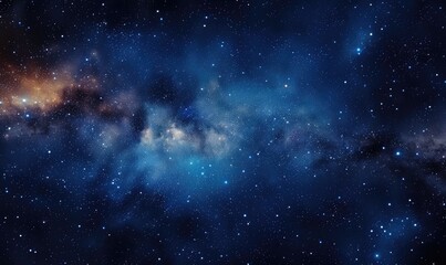 Milky Way Galaxy in a Blue Space Filled with Stars, Gas, and Dust. Night sky background