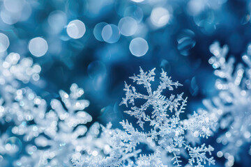 Fototapeta na wymiar Snowflakes on a blue background