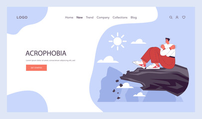 Phobia web banner or landing page. Human's irrational inner fears