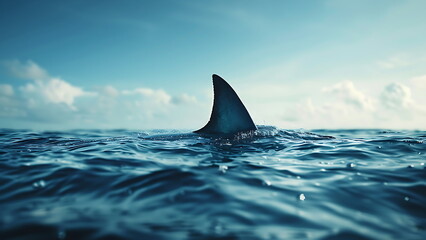 shark fin on open ocean