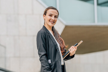 portrait of executive or businesswoman outdoors