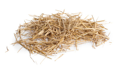 Dried straw isolated on white. Livestock feed