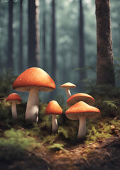 Mushrooms in the forest