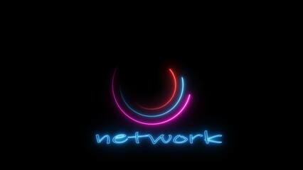 Abstract neon super fast speed network icon illustration.